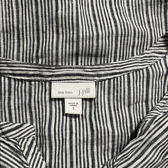 J. Jill Black and White Striped Linen Top - Picture 4 of 8